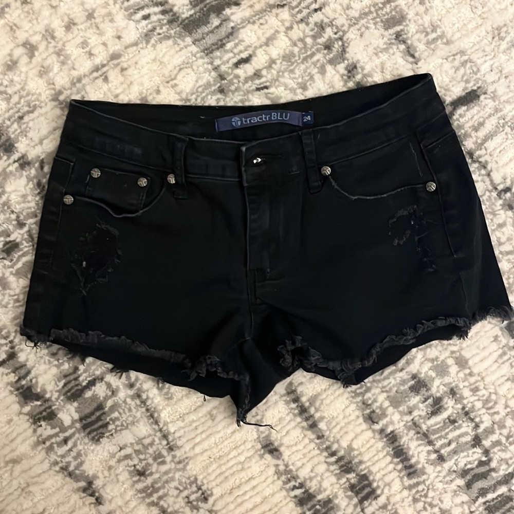 Black ripped Jean shorts